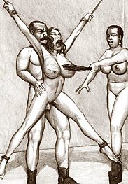 Punishment - whip those big tits harder, honey, make the slave dance on my cock by Badia